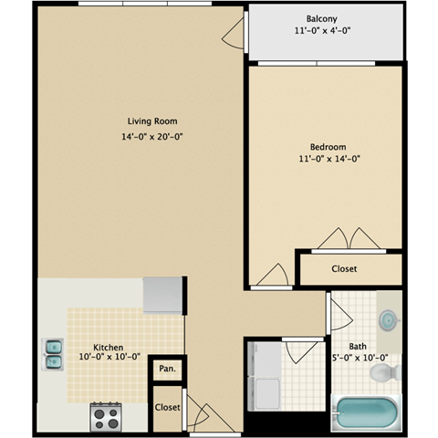 1 bed 1 bath B at Lafayette Apartments, California, 90019